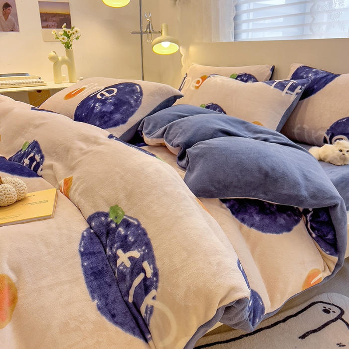 91家纺网 家纺一手货源 找家纺 芃成 2023新款双面牛奶绒印花四件套 安纳瑞