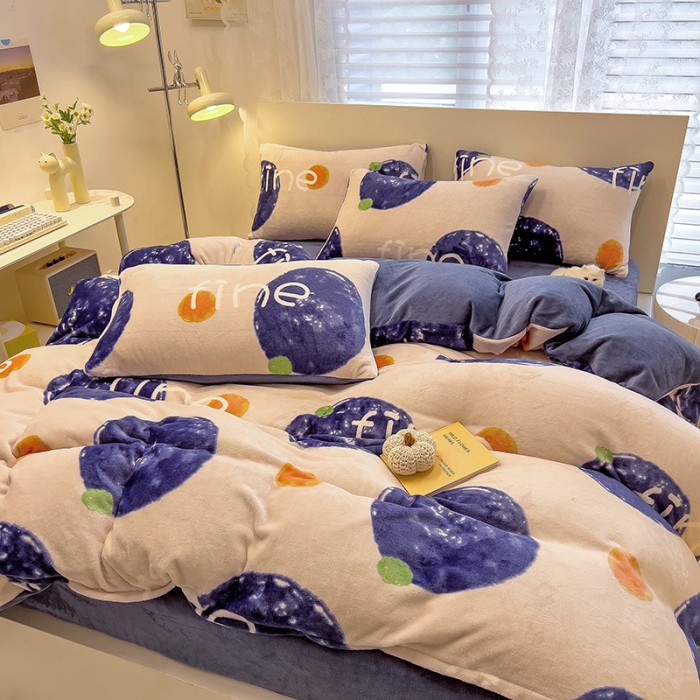 91家纺网 家纺一手货源 找家纺 芃成 2023新款双面牛奶绒印花四件套 安纳瑞