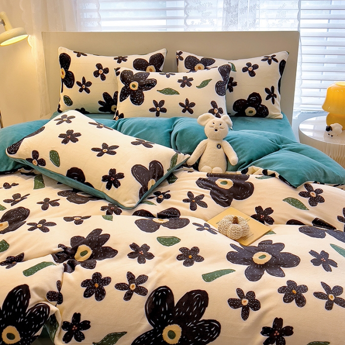 91家纺网 家纺一手货源 找家纺 芃成 2023新款双面牛奶绒印花四件套 赫本