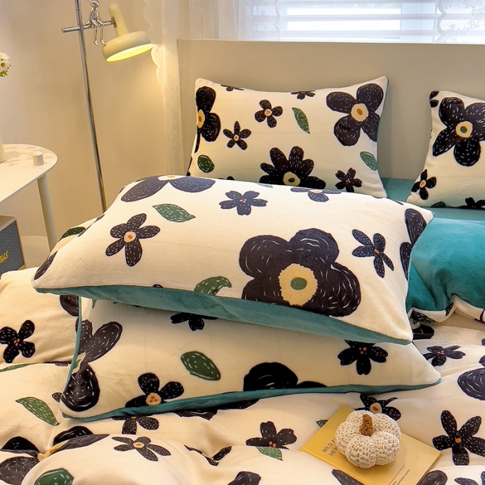 91家纺网 家纺一手货源 找家纺 芃成 2023新款双面牛奶绒印花四件套 赫本