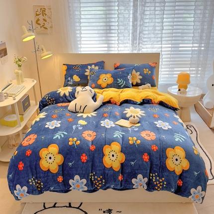 芃成 2023新款双面牛奶绒印花四件套 陌上花