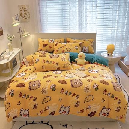 91家纺网 家纺一手货源 找家纺 芃成 2023新款牛奶绒印花单被套 虎虎生威