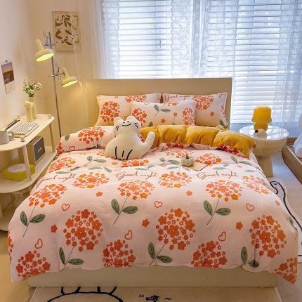 91家纺网 家纺一手货源 找家纺 芃成 2023新款牛奶绒印花单被套 七色花