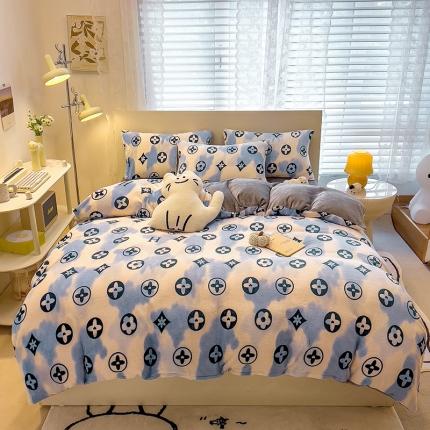 91家纺网 家纺一手货源 找家纺 芃成 2023新款牛奶绒印花单被套 心动