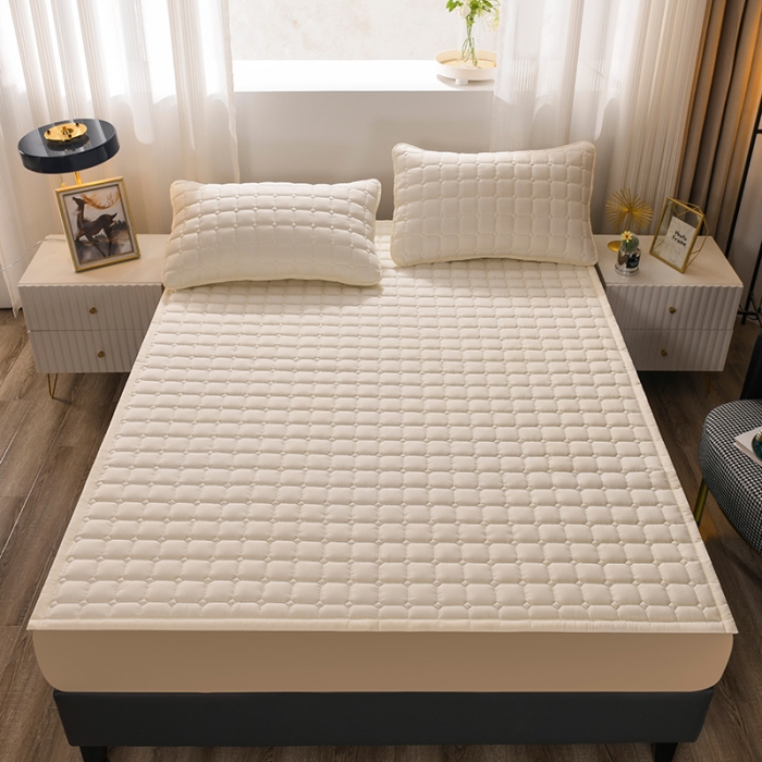 91家纺网 家纺一手货源 找家纺 恋绒 2023新款A类升级款防水床垫隔尿床护垫床褥子软垫床垫保护罩 防水款-奶油色