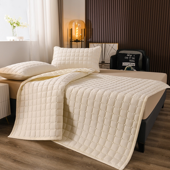 91家纺网 家纺一手货源 找家纺 恋绒 2023新款A类升级款防水床垫隔尿床护垫床褥子软垫床垫保护罩 防水款-奶油色