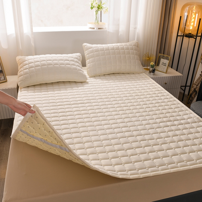 91家纺网 家纺一手货源 找家纺 恋绒 2023新款A类升级款防水床垫隔尿床护垫床褥子软垫床垫保护罩 防水款-奶油色