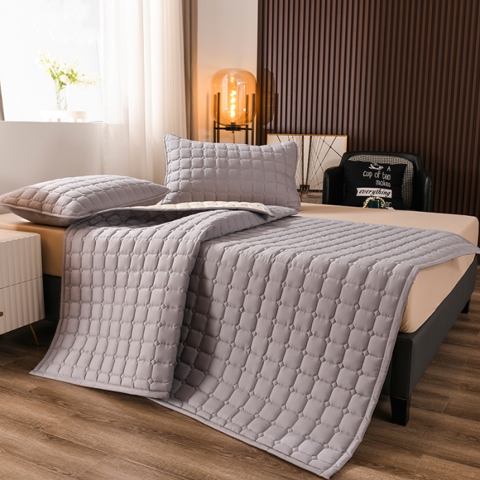 91家纺网 家纺一手货源 找家纺 恋绒 2023新款A类升级款防水隔尿床护垫床褥子床垫 防水款-青灰色