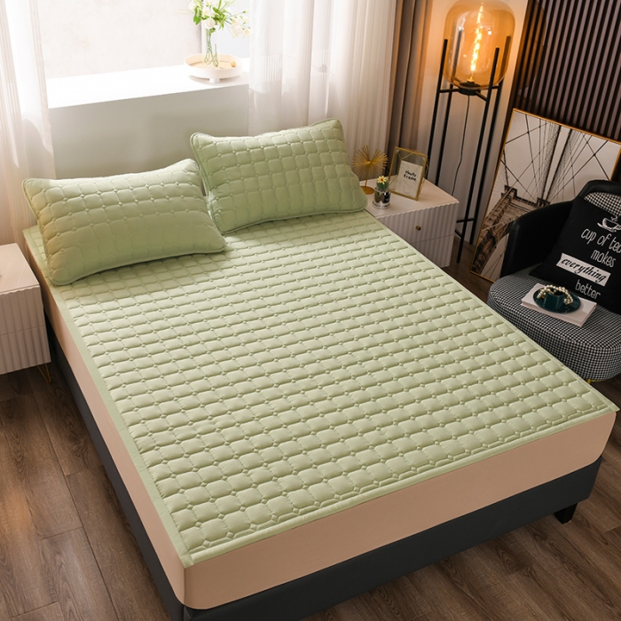 91家纺网 家纺一手货源 找家纺 恋绒 2023新款A类升级款防水隔尿床护垫床褥子床垫 防水款-烟豆青