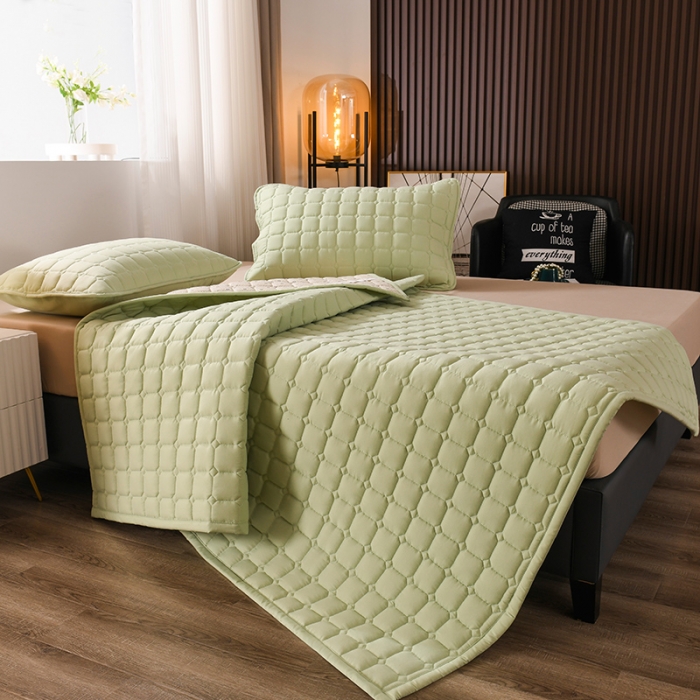 91家纺网 家纺一手货源 找家纺 恋绒 2023新款A类升级款防水隔尿床护垫床褥子床垫 防水款-烟豆青