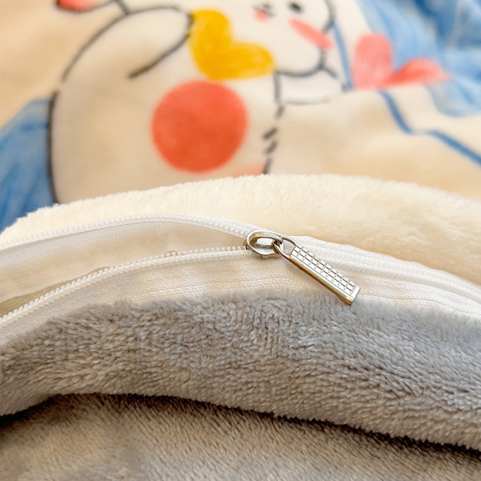 91家纺网 家纺一手货源 找家纺 芃成 2023新款牛奶绒印花单被套 爱心兔