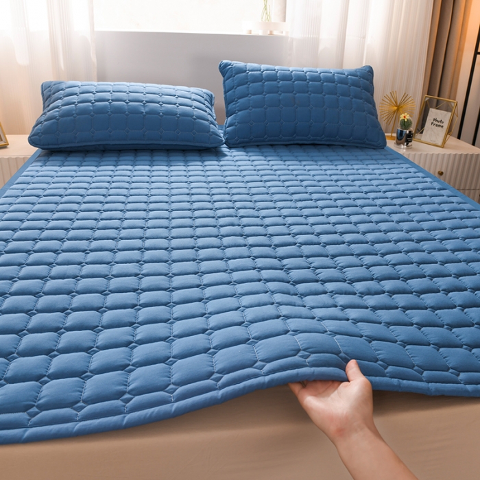91家纺网 家纺一手货源 找家纺 恋绒 2023新款A类升级款防水隔尿床护垫床褥子床垫 防水款-远山蓝