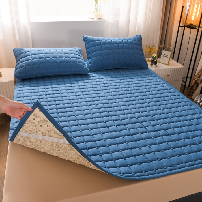 91家纺网 家纺一手货源 找家纺 恋绒 2023新款A类升级款防水隔尿床护垫床褥子床垫 防水款-远山蓝