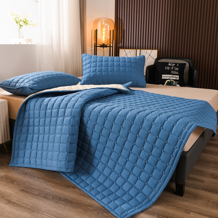 91家纺网 家纺一手货源 找家纺 恋绒 2023新款A类升级款防水隔尿床护垫床褥子床垫 防水款-远山蓝