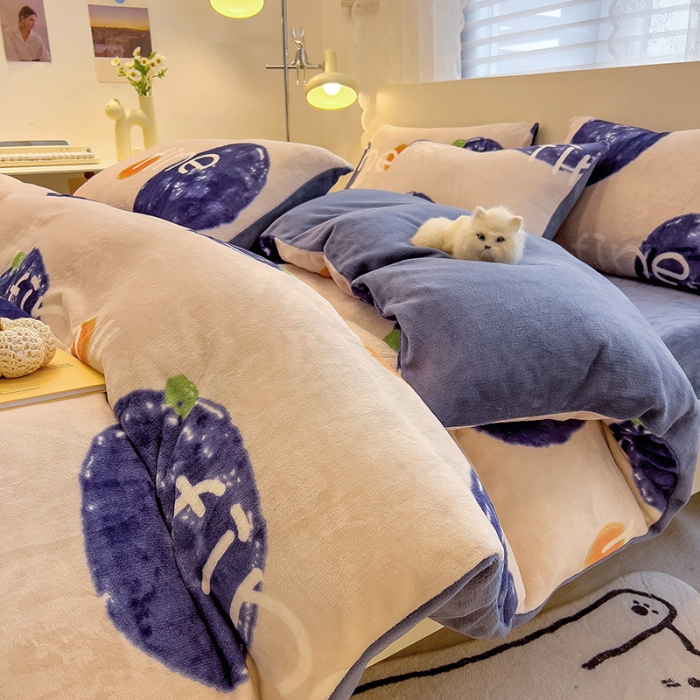 91家纺网 家纺一手货源 找家纺 芃成 2023新款牛奶绒印花单被套 安纳瑞