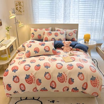 芃成 2023新款牛奶绒印花单被套 草莓奶昔