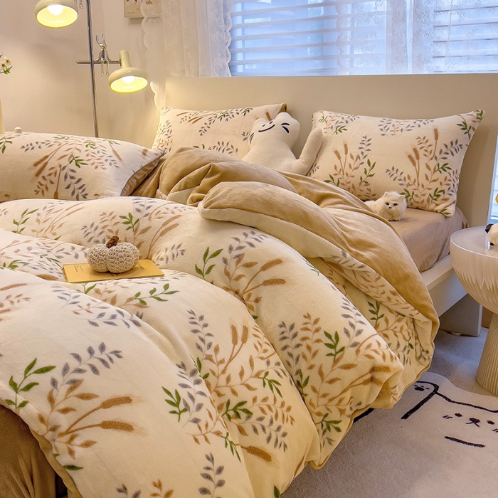 91家纺网 家纺一手货源 找家纺 芃成 2023新款牛奶绒印花单被套 春意盎然