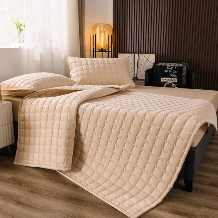 91家纺网 家纺一手货源 找家纺 恋绒 2023新款A类升级款防水床垫隔尿床护垫床褥子软垫床垫保护罩 防水款-浅驼色