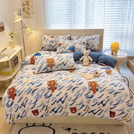 芃成 2023新款牛奶绒印花单被套 可爱熊仔