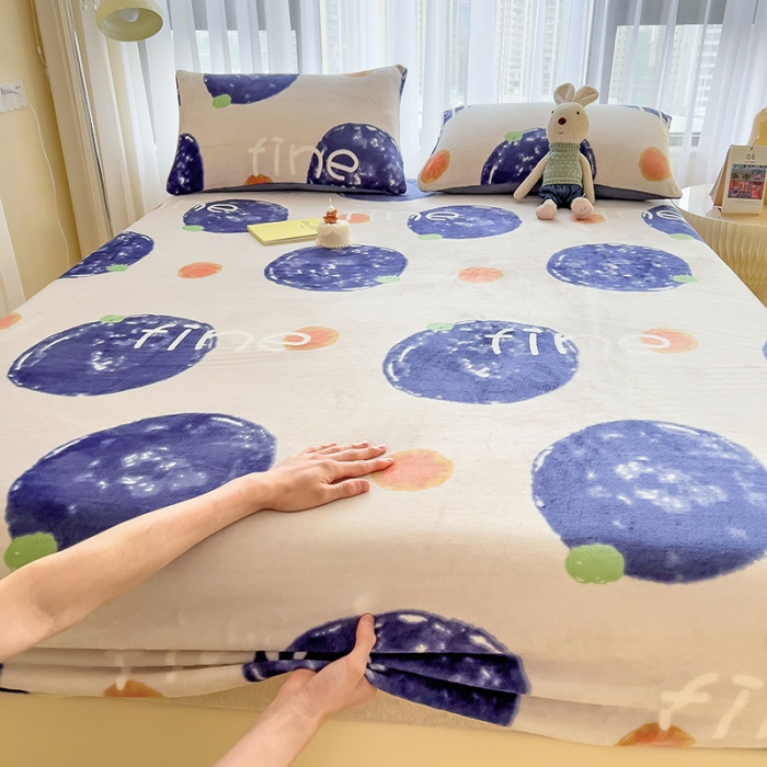 91家纺网 家纺一手货源 找家纺 芃成家纺 2023新款牛奶绒印花床笠 安纳瑞