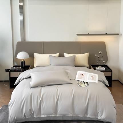 柠馨 2023都市贵族系列13376铂金新疆长绒棉纯色四件套 冰川灰