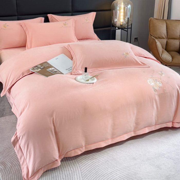 91家纺网 家纺一手货源 找家纺 （总）金米诺 2024新款锦棉提花四件套刺绣系列-爱丽丝