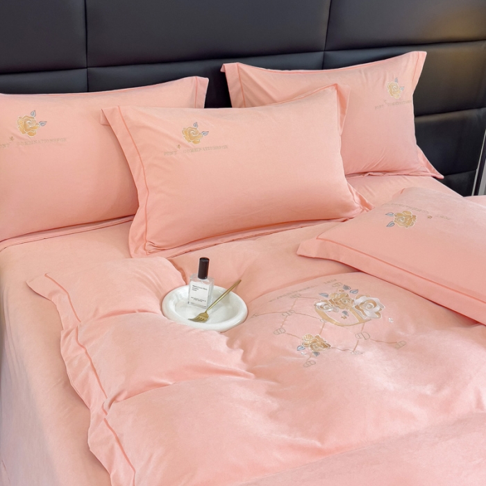 91家纺网 家纺一手货源 找家纺 （总）金米诺 2024新款锦棉提花四件套刺绣系列-爱丽丝