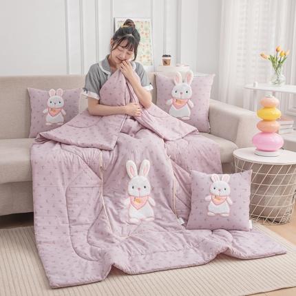 91家纺网 家纺一手货源 找家纺 （总）翰轩家居 2023新款水洗棉麻植物精油香薰萌萌兔抱枕被