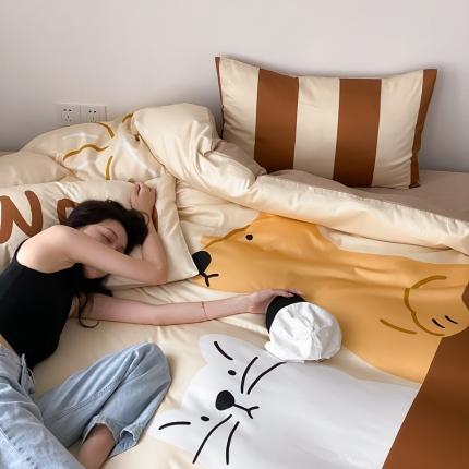 91家纺网 家纺一手货源 找家纺 桃喜 2024新款100支全棉大版卡通系列四件套 好朋友