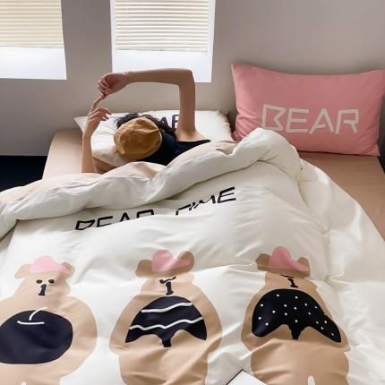 91家纺网 家纺一手货源 找家纺 桃喜 2024新款100支全棉大版卡通系列四件套 三只熊