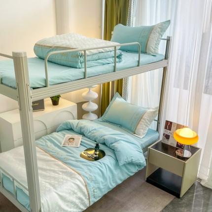 苏源 2023新款学生季上下铺三件套四季水洗棉绣花提花四件套柏林系列 柏林-繁星蓝