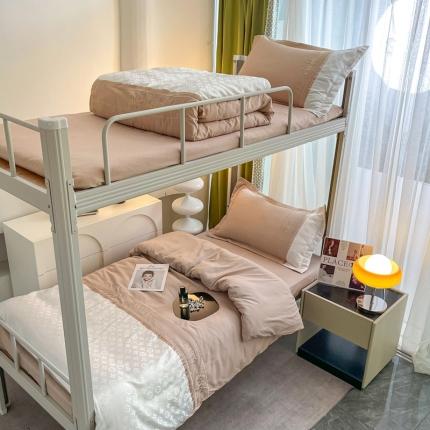 苏源 2023新款学生季上下铺三件套四季水洗棉绣花提花四件套柏林系列 柏林-香槟金