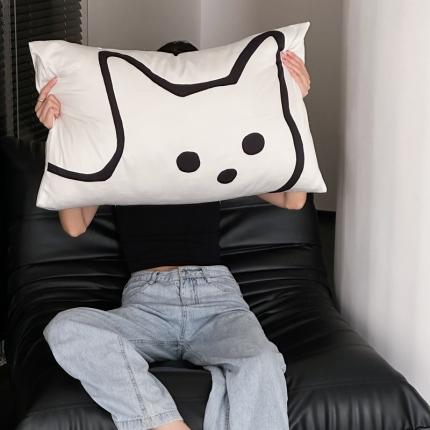 桃喜 2023新款100支全棉大版卡通系列单品枕套 白色小猫