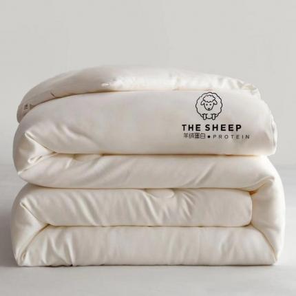 91家纺网 家纺一手货源 找家纺 优被业2024新款羊绒蛋白大豆纤维被 双萃蛋白暖意双倍奶白色