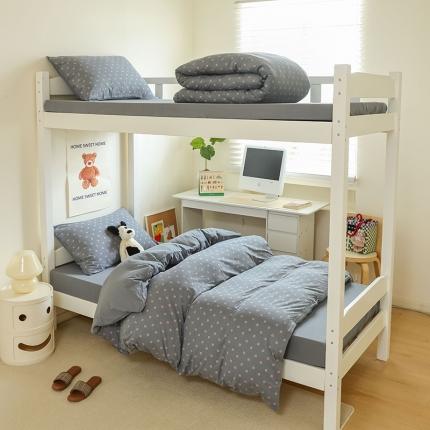 寐眠 2023新款全棉针织棉学生三件套 魔方格粉灰