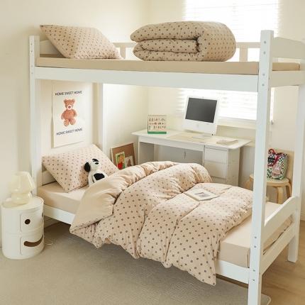 寐眠 2023新款全棉针织棉学生三件套 魔方格奶茶