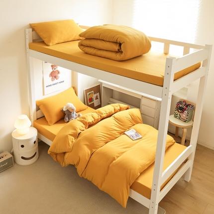 寐眠 2023新款全棉针织棉学生三件套 柠檬黄纯色