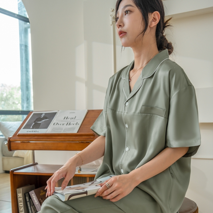 91家纺网 家纺一手货源 找家纺 总呗旺鹿 新款都市轻奢天丝棉/天丝家居服套装可外穿韩版宽松情侣睡衣