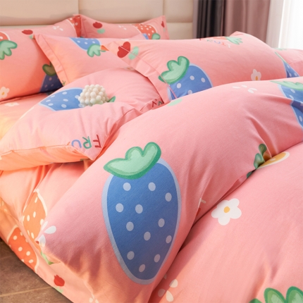 91家纺网 家纺一手货源 找家纺 喷气AB版生态加厚长绒棉纯棉全棉磨毛印花四件套三件套直播