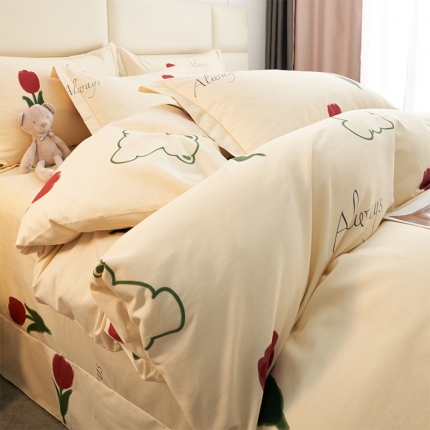 91家纺网 家纺一手货源 找家纺 喷气AB版生态加厚长绒棉纯棉全棉磨毛印花四件套三件套直播