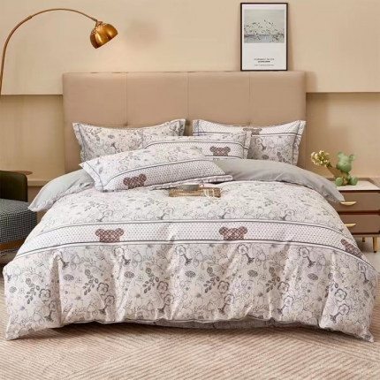 91家纺网 家纺一手货源 找家纺 喷气AB版生态加厚长绒棉纯棉全棉磨毛印花四件套三件套直播