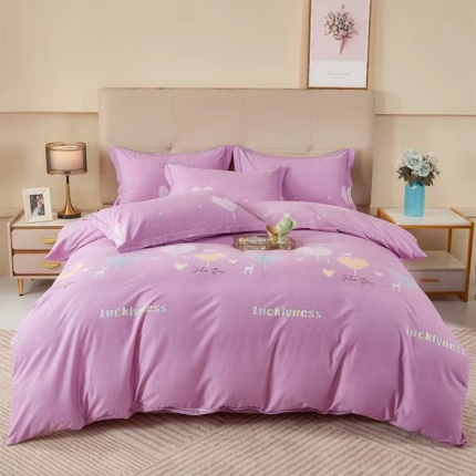 91家纺网 家纺一手货源 找家纺 喷气AB版生态加厚长绒棉纯棉全棉磨毛印花四件套三件套直播