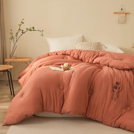 91家纺网 家纺一手货源 找家纺 恒畅  2023新款A类水洗原棉大豆纤维夏被春秋被冬被 深豆沙