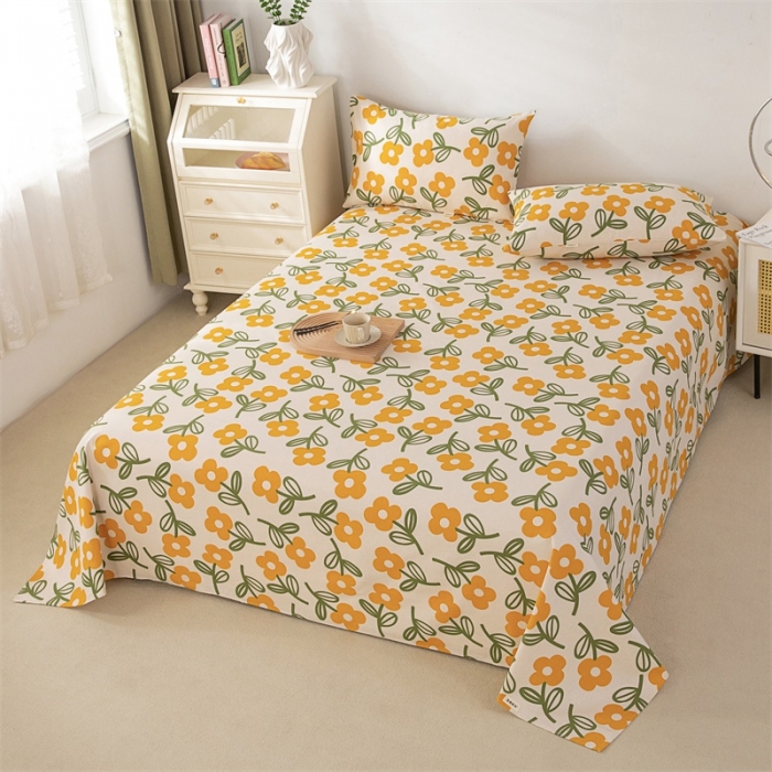 91家纺网 家纺一手货源 找家纺 首爱家纺 2025新款原棉纯棉粗布床单纯棉单床单 花颜