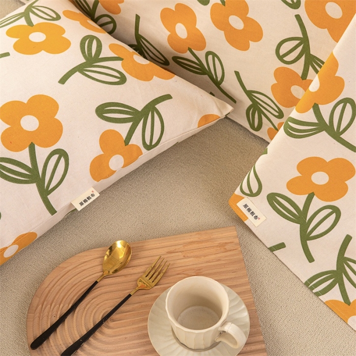 91家纺网 家纺一手货源 找家纺 首爱家纺 2025新款原棉纯棉粗布床单纯棉单床单 花颜