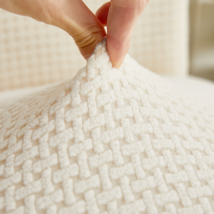 91家纺网 家纺一手货源 找家纺 逐日沙发套 2023新款提花椅子套-交点系列 交点-米黄色