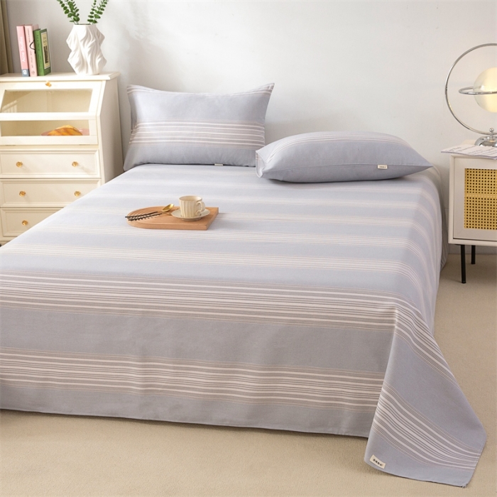 91家纺网 家纺一手货源 找家纺 棉乐町家居 2025新款原棉老粗布系列单床单 淡雅