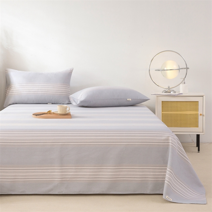 91家纺网 家纺一手货源 找家纺 棉乐町家居 2025新款原棉老粗布系列单床单 淡雅