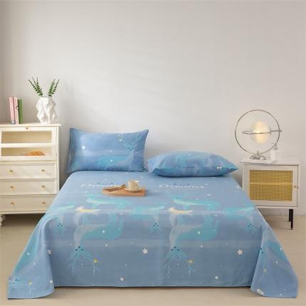 91家纺网 家纺一手货源 找家纺 棉乐町家居 2025新款原棉老粗布系列单床单 梦幻小鹿