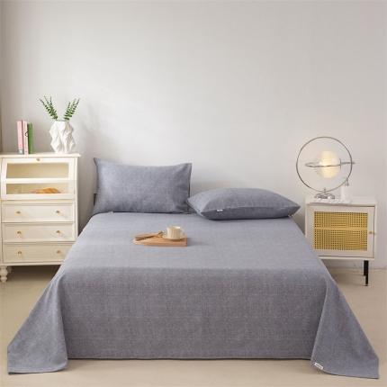 91家纺网 家纺一手货源 找家纺 棉乐町家居 2025新款原棉老粗布系列单床单 浅灰